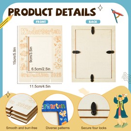 DoubleFill 8 Pieces Kindergarten Graduation Wooden Picture Frame 2025 Graduation DIY Craft Kits Gifts for Party Favor Home Decorations Gifts Game Activities (Rectangle)