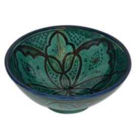 Ceramic Bowls Moroccan Handmade Serving Bowl Aqua 8 inches in Diameter