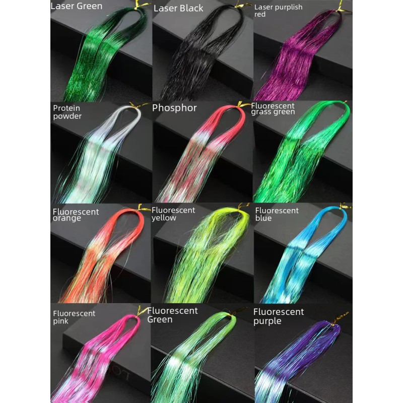 Cabello De Oropel Fosforescente 120cm Metálico Brillante