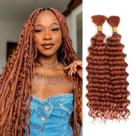 LPARMJIT Deep Wave Bulk hair for Braiding 18 inch 2 Bundles/Pack No Weft for Braiding Wavy Synthetic Braiding Hair Extensions for Boho Braids (350#, 18inch(1pack))