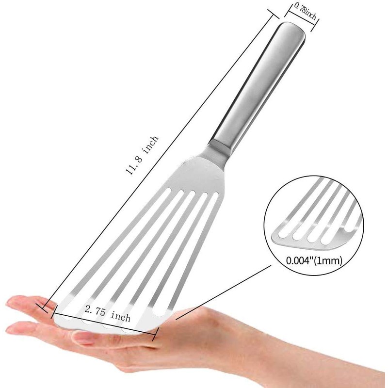 KSENDALO 2Pack Fish Spatula Flexible Metal Spatula Flipper with Thin
