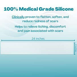 NewGel Advanced Silicone Professional Scar Treatment Tape by MyNewGel, Ultra-Thick, for Abdomen, C-Section, Keloids, Burns, Reusable, 2" x 24" Strip - Clear