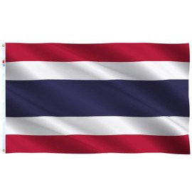 Thailand Flag Large 3x5 Ft, Moderate-Outdoor Both Sides 100D Polyester,Canvas Header and Double Stitched - Brass Grommets for Easy Display, 3' x 5' Thai Flags
