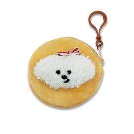 AfitLulu Coin Purse Plush Coin Pouch with Zipper and Keychain for Key Coin Earphone, Small Coin Purse Cute Coin Wallet Cartoon Pendant for Backpacks, Handbags (White)