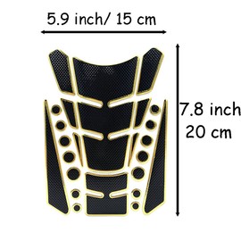 1 Set Gold Universal 3D Motorcycle Gas Tank Sticker, Fuel Tank Protector Decal Pad Self-adhesive and Waterproof