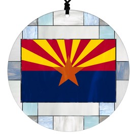Arizona Christmas Ornament - Faux Stained Glass Design Effect Featuring State Flag - 2024 Acrylic Tree Decoration - Holiday Gift and Home Decor