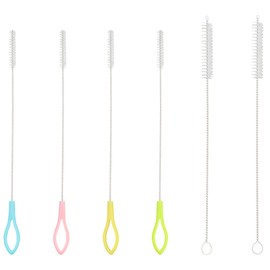 4 Stück Multicolor Flaschenbürste, bunte Strohhalm-Bürste mit Griff, Strohhalm-Reinigungsbürsten, mit 2 Stück Silber-Strohhalm-Bürsten, für Strohhalme, Flaschen, Reagenzgläser (blau, grün, rosa, gelb)