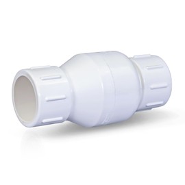 Midline Valve 4I2T112 PVC Inline Check Valve for Backflow Prevention 1-1/2'' Solvent Connections White Plastic