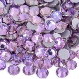 Blinginbox 288 Pieces SS30/6.4-6.6mm Flat Back Crystal Rhinestones Round Gems for Nail Art,Air Violet