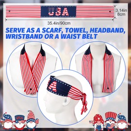 4 Pack Memorial Day American Flag Cooling Neck Wrap Ice Wrap for Neck Microfiber Bandana Soft Breathable Chilly Scarf Keep Cool for Patriotic Day Outdoor Activities, Yoga, Camping, Gym, Workout