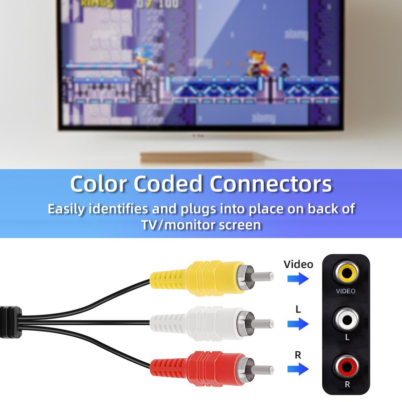 Mcbazel AV Cable for Genesis 2 3, 1.8M/6FT RCA Composite
