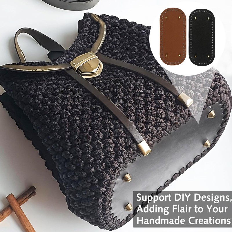 4 Pack Bag Bases for Crochet,Hand-Woven Bag Base,PU Leather Handbag