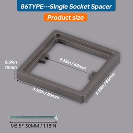 Acmerota Light Switch Surround 0.39IN/10MM Depth Single Socket Spacer Square Spacer Frame Grey Box Plate Socket Single Plug Socket Electrical Light switch Surround, Pack of 4