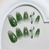 Mkwntg 24Pcs Green Press on Nails Medium Almond Fake Nails