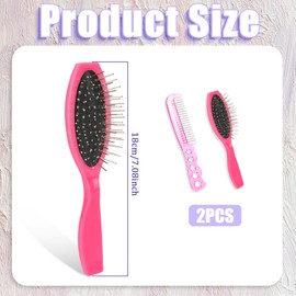 2 PCS Pink Wig Hair Brush Set, Doll Wig Brushes for Synthetic Hair Wigs Stainless Steel Metal Wire Detangling Brush Portable Wig Hair Brush Wigs Extension Brushes for 18 Inch Dolls and Other Hair Care