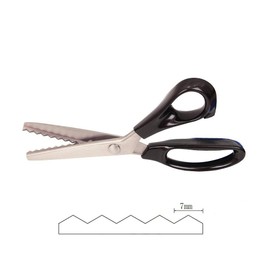 Professional Pinking Shears, Comfort Grip Handle Stainless Steel Dressmaking Scissors Sewing Art Craft Cut Tool, Serrated and Scalloped Blade Cutting Scissor for Fabric Decoration (Serrated-7mm)