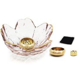 HttDog Incense Holder, Glass, Stylish, 2 in 1 Incense Plate, Buddhist Altar Plate, Healing Incense Burner, Tea Ceremony, Purification, Yoga Classroom, Office, Entryway, Tea Room, Stability, Meditation