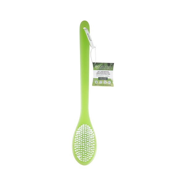 EcoTools Buff and Polish Bath Brush, Exfoliating & Helps Promote Circulation, Dual Sided Brush for Healthy Looking Skin, Bath & Shower Body Brush, For Men & Women, Green, Cruelty- Free, 1 Count