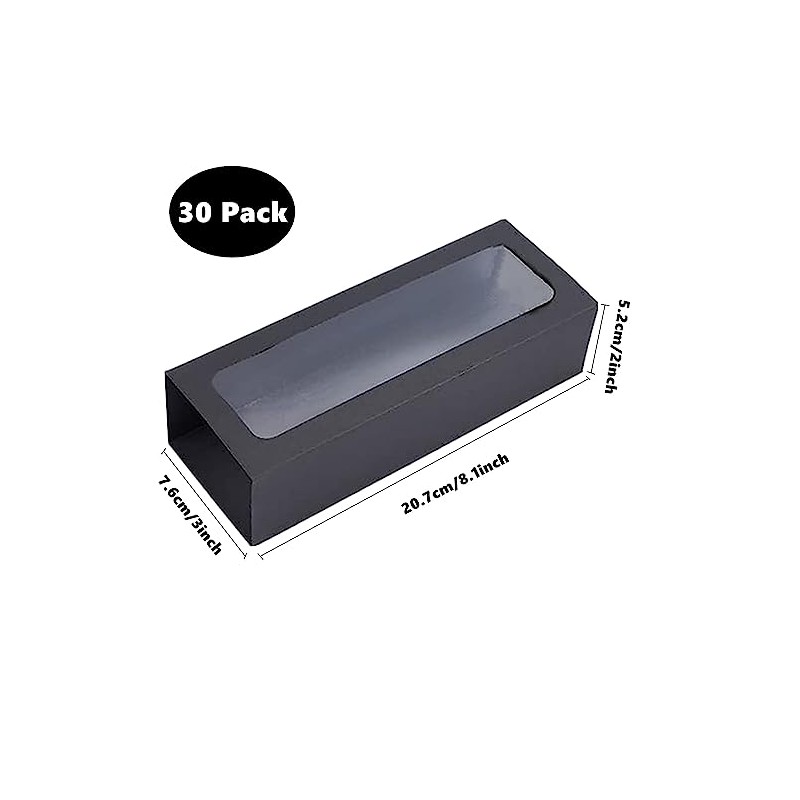 GUIFIER 30 Pack Kraft Macaron Boxes with Window, Small Macaron