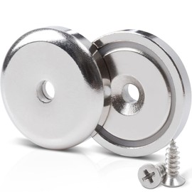 MAGXCENE Neodymium Magnets 1.3 inches (32 mm) Diameter, Super Strong Magnets, with Holes and Screws, Magnetic Hooks, Magnets, Strong for Kitchens, Bathrooms, Industrial, Outdoors, Warehouses, Wall