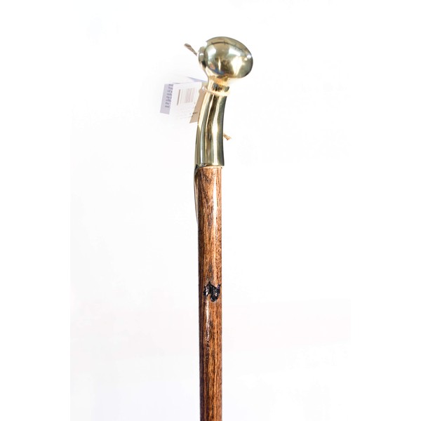 Walking Cane - Original Bubba Stik "Standard" Style Walking Stick with Brass Hame Handle. Made in Texas by Real Texans. (Mahogany, 39" Tall)