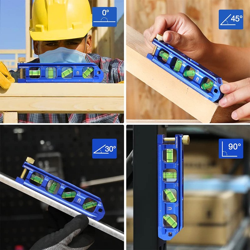 WORKPRO Magnetic Torpedo Level, Conduit Bending Level, Bubble Vials for