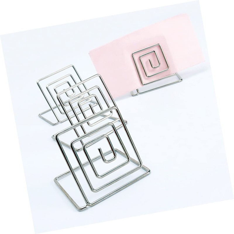 Gadpiparty 60pcs Square Memo Holders Base Silver Table Number Clips