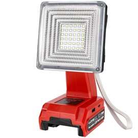 GRVODFRTA 25W 2000LM Cordless LED Work Light for Milwaukee M18 18V Battery Portable Flood Lights for Outdoor Indoor Workshop Job Site, LED Floodlight with Pivoting Head/USB Port(No Battery)