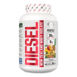 Perfect Sports DIESEL Whey Isolate Nueva Zelanda 2 lb - Proteína Aislada Premium Sabor Piña Mango, 27 g de Proteína, Libre de Azúcar, Carbos y Grasas 