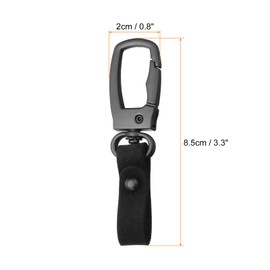 HARFINGTON 2pcs Car Keychain Clip 3.3" x 0.8" Leather Key Chain Ring Key Holder Organizer for Men Women, Black