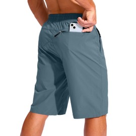 G Gradual - Pantalones cortos para hombre de 11 pulgadas con 3 bolsillos con cierre, traje de baño largo de secado rápido, pantalones cortos de playa sin forro, Azul (Dusty Blue), XX-Large
