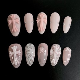 King Chrome Hearts handmade nail tips (2 types to choose from) - Glue / 왕 크롬하츠 수제네일팁(2type 중 선택가능) - 글루