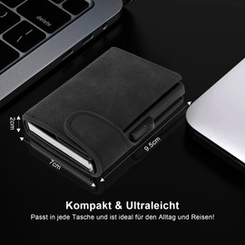 Men's Magnetic Slim Wallet, RFlD Protection & Viewing Window, Leather Wallet for Cards & Cash, black, Modern