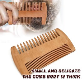 Beard Brush Comb Set for Men, Wooden Boar Bristle Hair Moustache Comb Beard Brush Set for Combing Beard Hair, Removing Debris, Massages Face