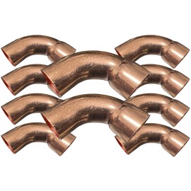 (10 PACK) 7/8 Long Street 90 Degree Elbow HVAC 7/8 LR 90 Inner Diameter (FTG x C) Long Turn Copper Pipe Fitting, Line-Set
