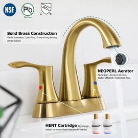 PARLOS 2-Handle Bathroom Sink Faucet with Metal Drain Assembly and Water Supply Hose, Brushed Nickel, Demeter 13625