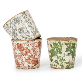 Sungmor Vintage Ceramic Plant Pots, Set of 3 Pretty Ice Cracked Glaze Ceramic Flower Pots, 5.5in. Herb Planters with Drainage Hole, Tuscan Planters for Indoor Outdoor Plants, Home Garden Decor Pot