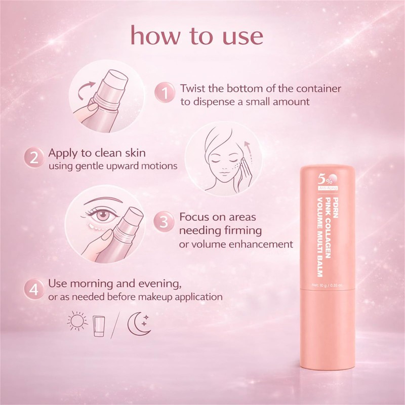PDRN Pink Collagen Volume Multi Balm Stick, Pink Collagen Balm