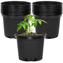GREANER Nursery Pots, 1 Gallon Durable Flower Pots with Drainage Holes, Plant Containers for Flower, Seed, Tree, Tomato-Black (15PCS)