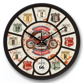NUOVO 12 Inch Vintage Wall Clock Motorcycle Wall Clock with Numbers Retro Wall Clocks Silent Living Room Bedroom Office Home Decor