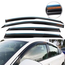 Unbranded Fits 18-25 Honda Accord 4DR Window Vent Visor Mugen Style Guard w/ ORANGE Mugen