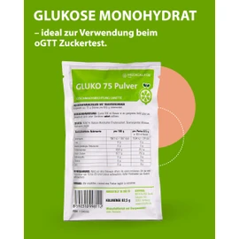 Medicalfox Medicalfox GLUKO 75 Glukose-Monohydrat Fertigpulver Limette 82,5 g - Traubenzucker tr?gt zur normalen Energiegewinnung im Stoffechsel bei, Ideal fr Sport, Fitness & oGTT