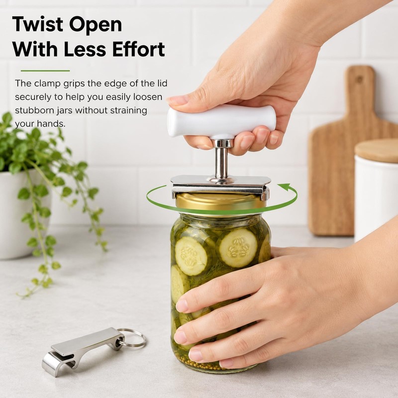 Stainless Steel Jar Opener for Seniors with Weak Hands, Adjustable