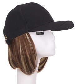WUODHTW Woman wig Baseball Cap with Hair Extensions Straight Short Bob Hairstyle Adjustable Wig Hat Duck Tongue Hat Wig