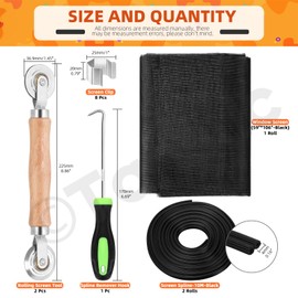 Tanstic 14Pcs Window Screen Mesh and Screen Door Repair Tools Kit, 59''W X 106''L Fiberglass Screen Mesh, Screen Spline Roller, Screen Retainer Spline, Spline Removal Hook, Screen Installer Clips