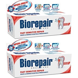Biorepair: pasta dental "Fast Sensitive Repair" con microreparación, nueva fórmula – tubos de 75 ml (paquete de 2) [Importación italiana]