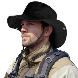 Unisex Cotton Boonie Hat Winter Outdoor Fishing Bucket Hats Wide Brim Beach Hiking Safari Sun Hat Floppy Visor for Women Men Black