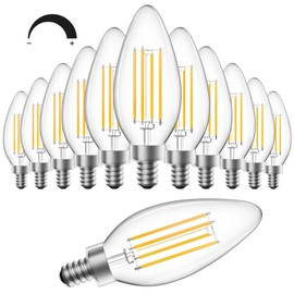 SHINESTAR Dimmable E12 Candelabra LED Light Bulbs, 60W Equivalent, 5.5W B11 Vintage Chandelier Light Bulbs, 2700K Warm White, Filament Clear Glass Candle Lamp for Ceiling Fan Home Decor, 12-Pack