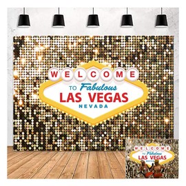 Welcome to Las Vegas Photo Background Fabulous Casino Poker Movie Themed Photography Backdrops 5x3ft Vintage Costume Dress-up Birthday Prom Ceremony Baby Shower Banner Supplies Props Vinyl
