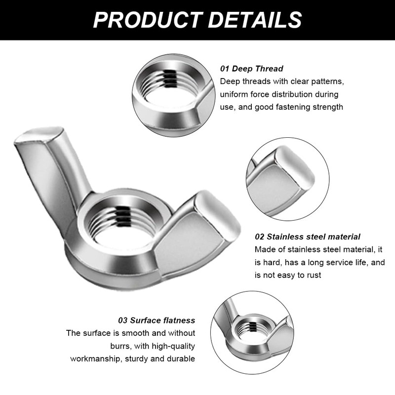 Pack of 25 Wing Nuts, M5, American Shape Made of